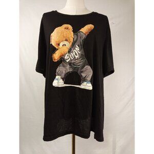 Shein Curve Women's Black Blue Bear Graphic Tee Size 4XL